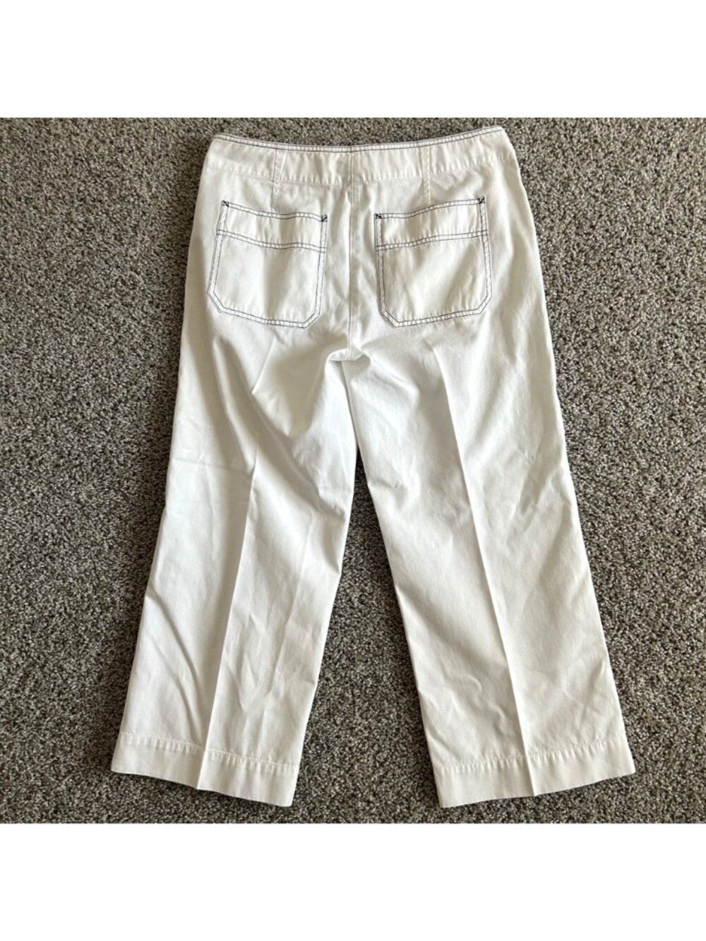 Ralph Lauren Women's Sz 8 White Sailor Pants Button Detail Wide Leg Crop - Picture 3 of 10